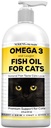 Nodens Natural Fish Oil for Mačky kože & Coat - 100% Pure Omega 3 Fish Oil for Danduff & Hairballs - Cat Vitamíny a doplnky Rybí olej Tekutý pre zápal kĺbov, Immune Support & Digestion