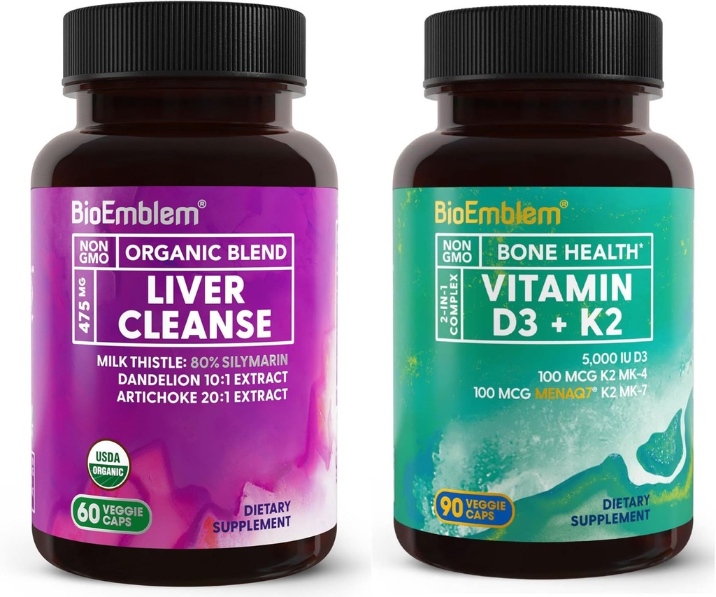 BioEmblem Vitamín D3 K2 USDA Organické čistenie pečene