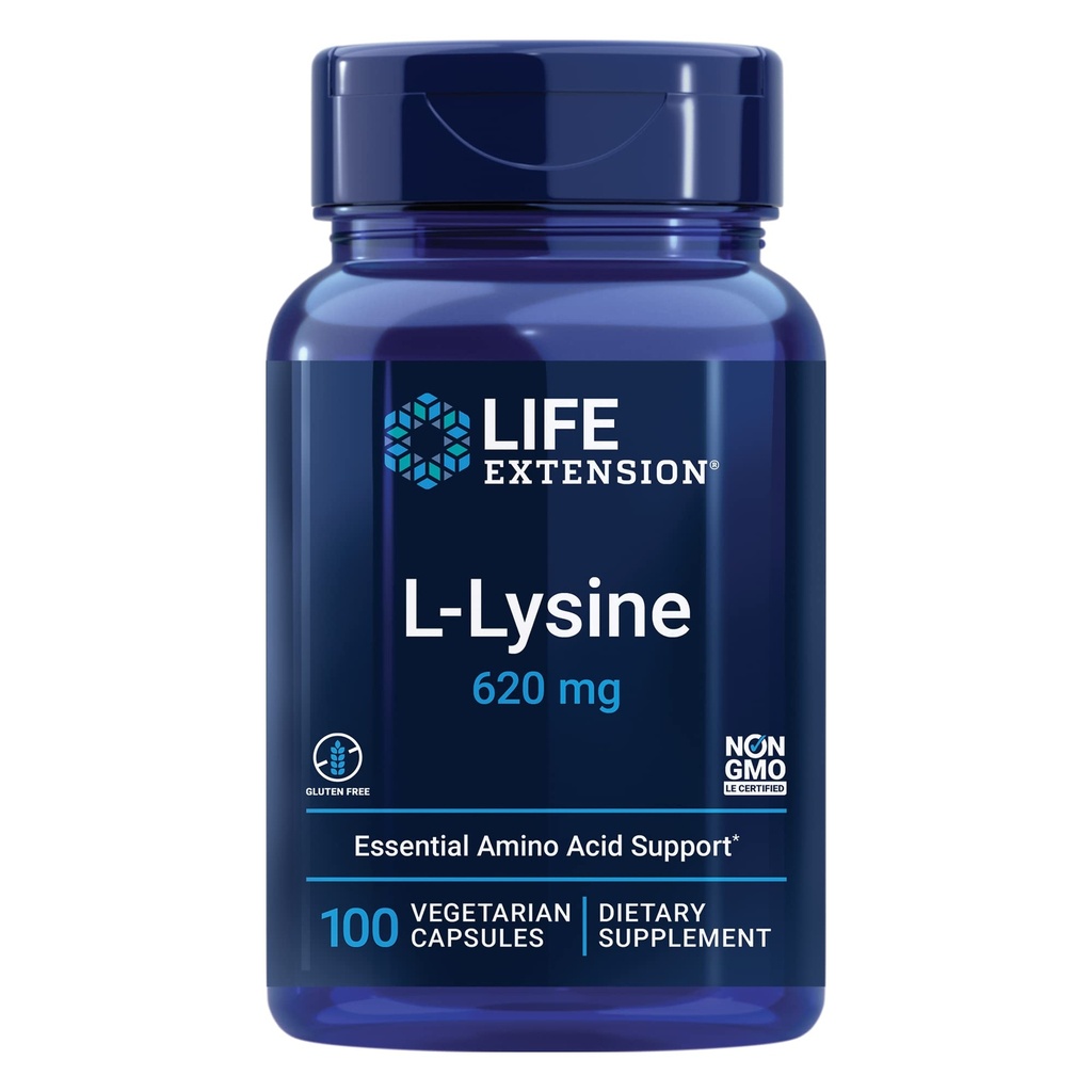 Life Extension NAC 600mg Antioxidant Immune Support & L-Lysine 620mg for Healthy Stress Response 100 Kapsule