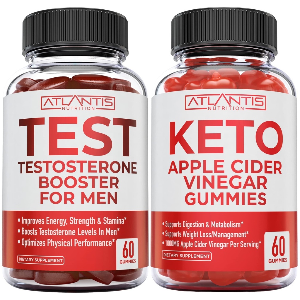 Atlantis Nutrition Testosterón Booster 60 Gumies + Keto Apple Cider Ocot 60 Gummies