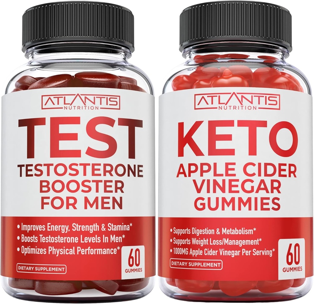 Atlantis Nutrition Testosterón Booster 60 Gumies + Keto Apple Cider Ocot 60 Gummies
