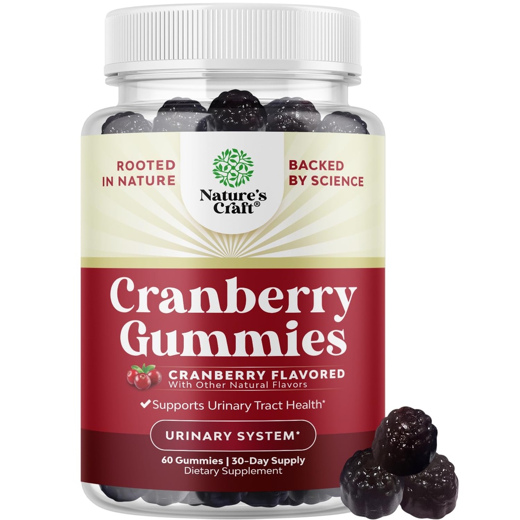 Prírodné brusnice Gumies pre ženy a mužov - Extra sila Delicious Antioxidant brusnicové žuvačky pre močové Tract Zdravie Obličky Podpora močového mechúra a imunitného zdravia - Vegan Gluten & Želatína zadarmo