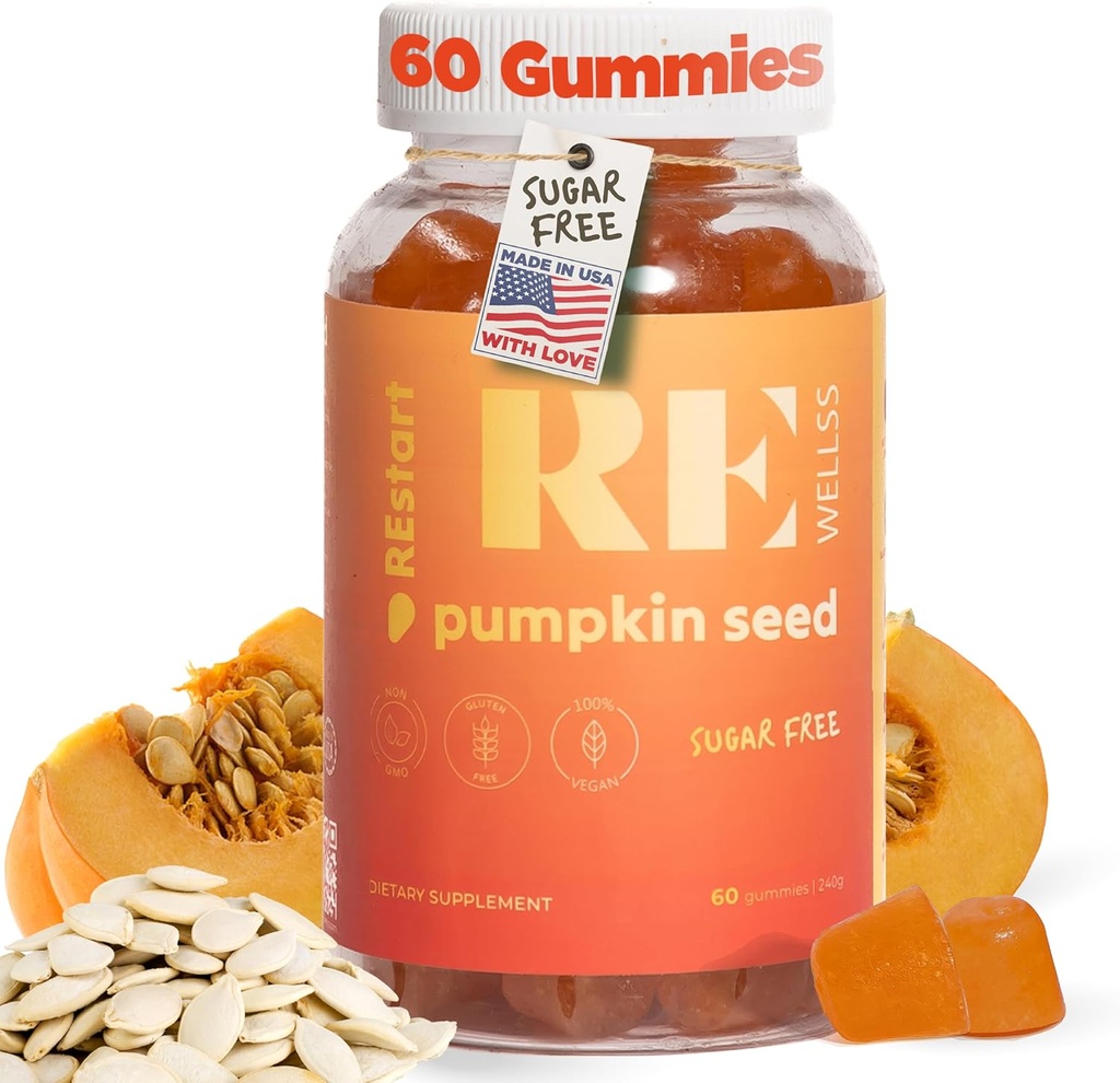 Pumpkin Seed Oil Gummies I Sugar Free Gluten Free Non GMO Organic Dietary Supplements I Hair growth, Glowing Skin Prostate Health Urinary Tract Support I 240 Grams I balenie 60