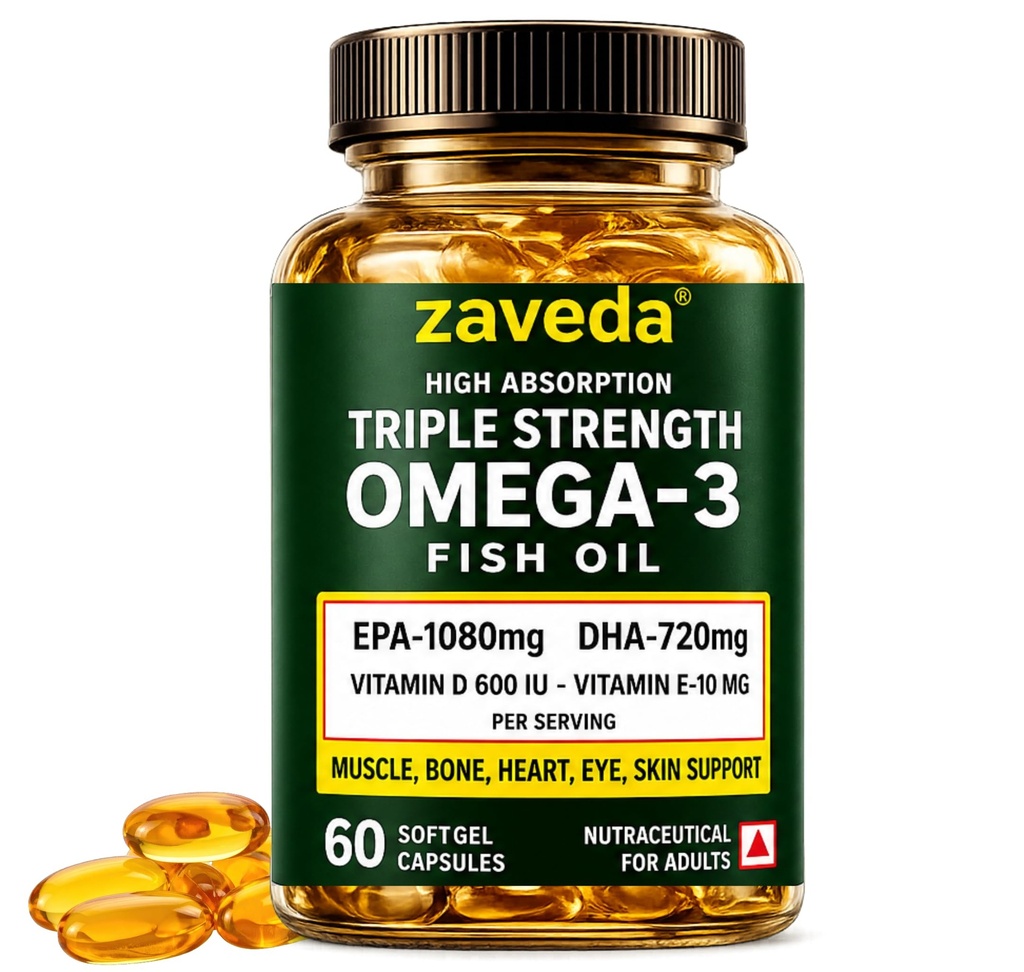 Premium Triple Strength Omega-3 Fish Oil, 60 Capsules