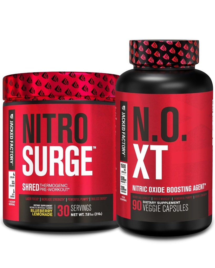 Ukradnuté továrne Nitrosurge Shred Thermogenic Pre-Workout v čučoriedkovej citrónovej & N.O. XT oxidu dusnatého pre mužov a ženy