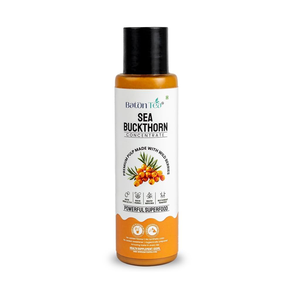 Himalayan Sea Buckthorn Pulp Juice 100ml | Cold-Pressed | Natural Vitamin C, Omega 3 6 7 9, Antioxidants | Immunity, Skin Glow & Gut Health Support | No Added Sugar | Lab Tested |Pack Of 1
