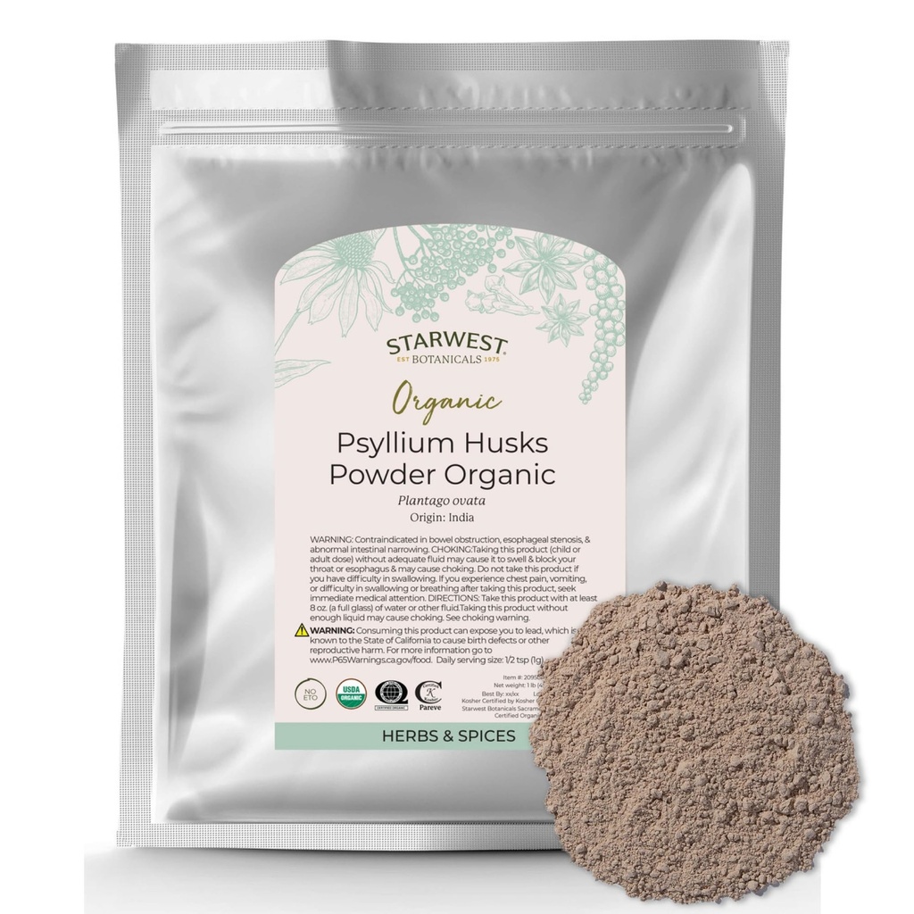 Starwest Botanicals Organic Psyllium Husk Powder, 1 libra
