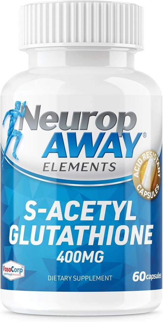 NeuropAWAY Elements S-Acetyl-Glutatión 400mg Acid Rezistentné kapsuly 60ct (60 400mg kapsuly na fľašu) 3. strana testované vyrobené v cGMP zariadení