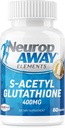 NeuropAWAY Elements S-Acetyl-Glutatión 400mg Acid Rezistentné kapsuly 60ct (60 400mg kapsuly na fľašu) 3. strana testované vyrobené v cGMP zariadení