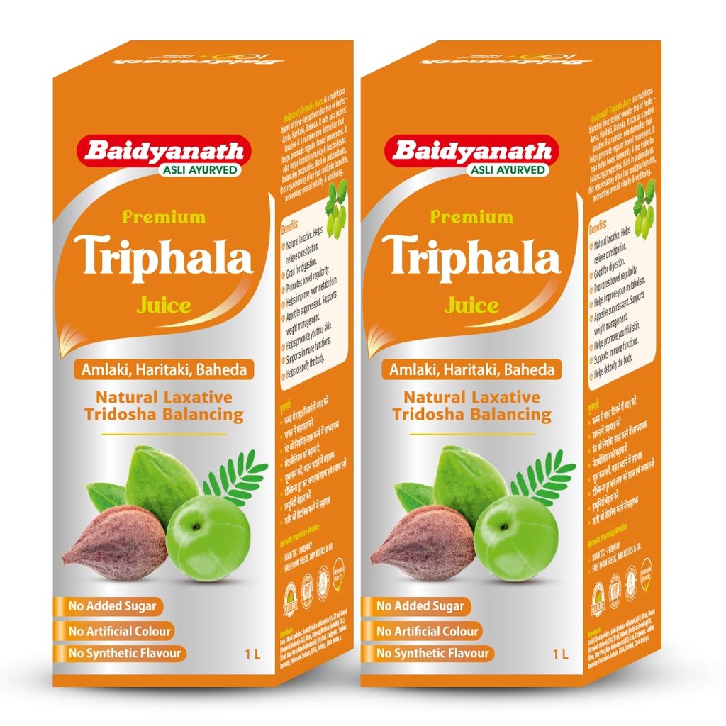 Baidyanath Premium Triphala Juice - 1L (Pack of 2) | 100% Ayurvedic Formula | Supports Gut Health & Digestion | Helps with Constipation & Digestive Comfort