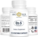 Bio-Tech Pharmacal Vitamín D3 (D3-5 5k IU, 250 Veg Počet)
