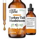 Wild & Organic Turkey Tail Mushrom Tinture - Immune Support Drops with Turkey Tail Extract - Liquid Mushrom Supplement for Gut Support - Vegan, Sugar & Alcohol-Free - 4 fl oz