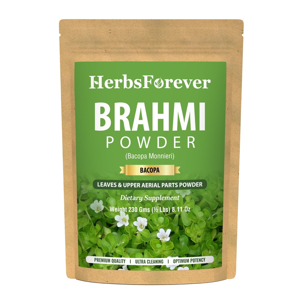 Bylinné navždy Brahmi Powder I 100% Pure Bacopa Monnieri I Natural Herbal Supplement 
