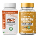 NATURALTEIN Zinc Monomethionine (60 Tablets) + Magnesium Glycinate 1200mg (60 Tablets) | High Absorption Zinc & Magnesium Combo | Muscle Recovery, Sleep, Immunity & Stress Support