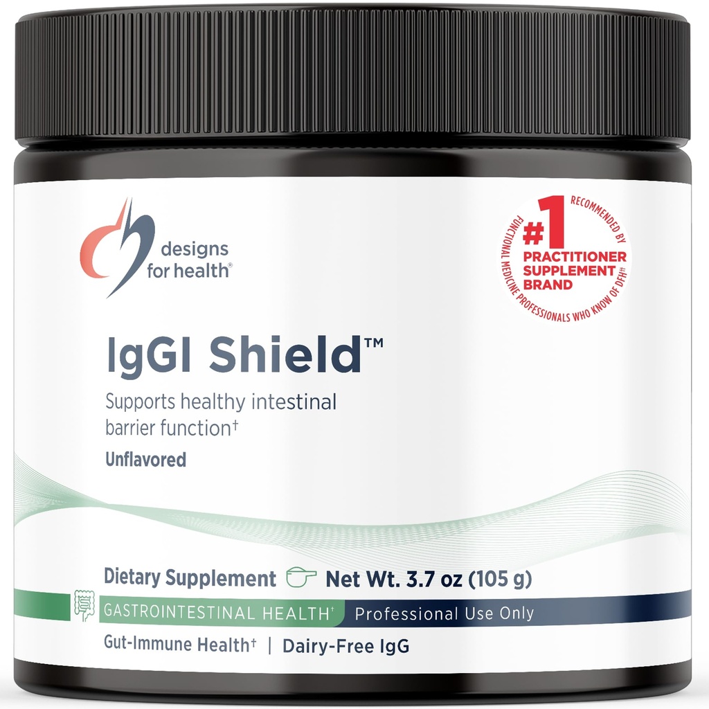 Designs for Health IgGI Shield Powder - Dairy-free Imunoglobulín IgG Supplement, SBI with N-Acetyl-Glukosamín - podporuje zdravú intestinálnu bariérovú funkciu (3.7oz / 30 Servings)
