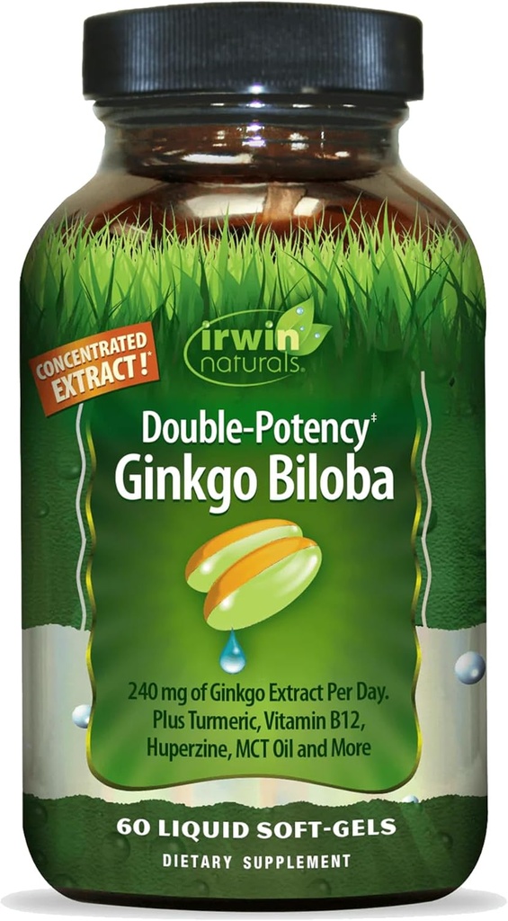 Irwin Naturals Double-Potencie Ginkgo Biloba - 60 Softgels - Zvýšenie pamäte, Mental Focus & Energy