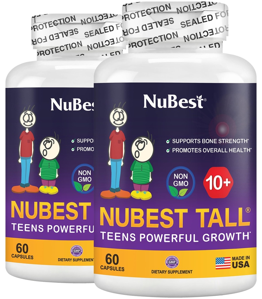 NuBest Tall 10+ - Advanced Bone Strength Formula - Podpora Imunita, Zdravý rozvoj & Optimálny Wellness - pre deti (10+) & Teenagerov, ktorí pijú mlieko denne - Pack 2 2 Mesiace Zásobovanie