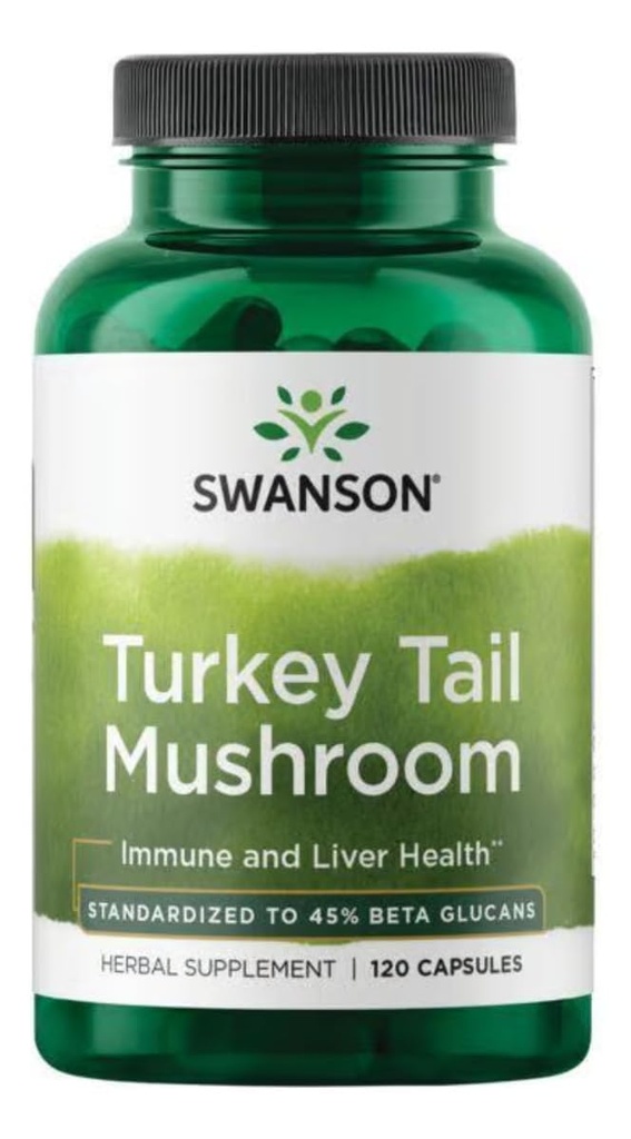 Swanson Turkey Tail Mushroom - Bylinné doplnky podporujúce imunitný systém a bunkové zdravie - Prírodná formula podporujúce funkcie a obrany pečene - (120 kapsúl, 500 mg)