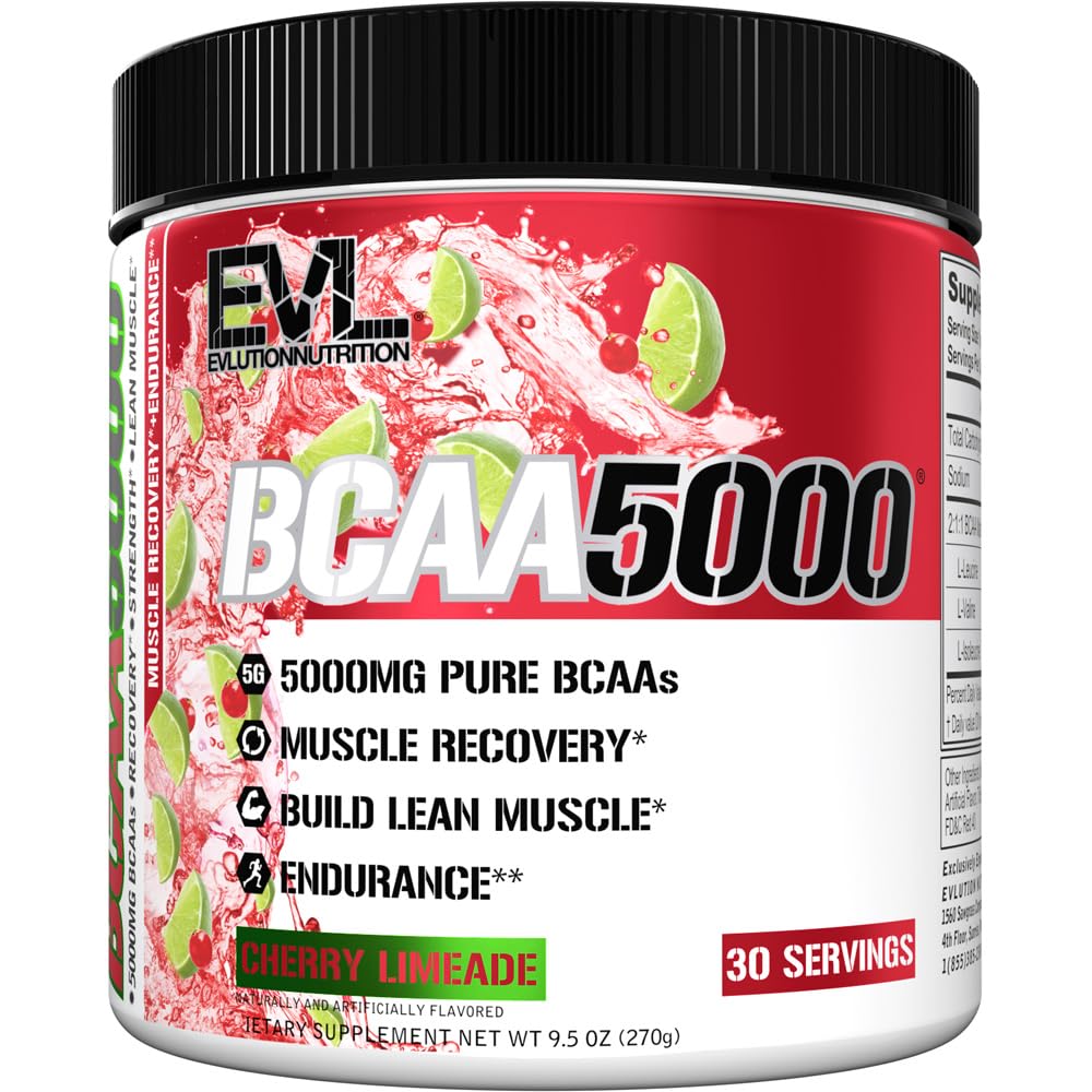 Evolúcia EVL BCAA Aminokyseliny prášok - BCAA Powder Post Cvičenie Recovery Nápoje a tim zadarmo pred tréningom energie - 5g Rozvetvený reťazec aminokyselín doplnok pre mužov - Cherry Limeade