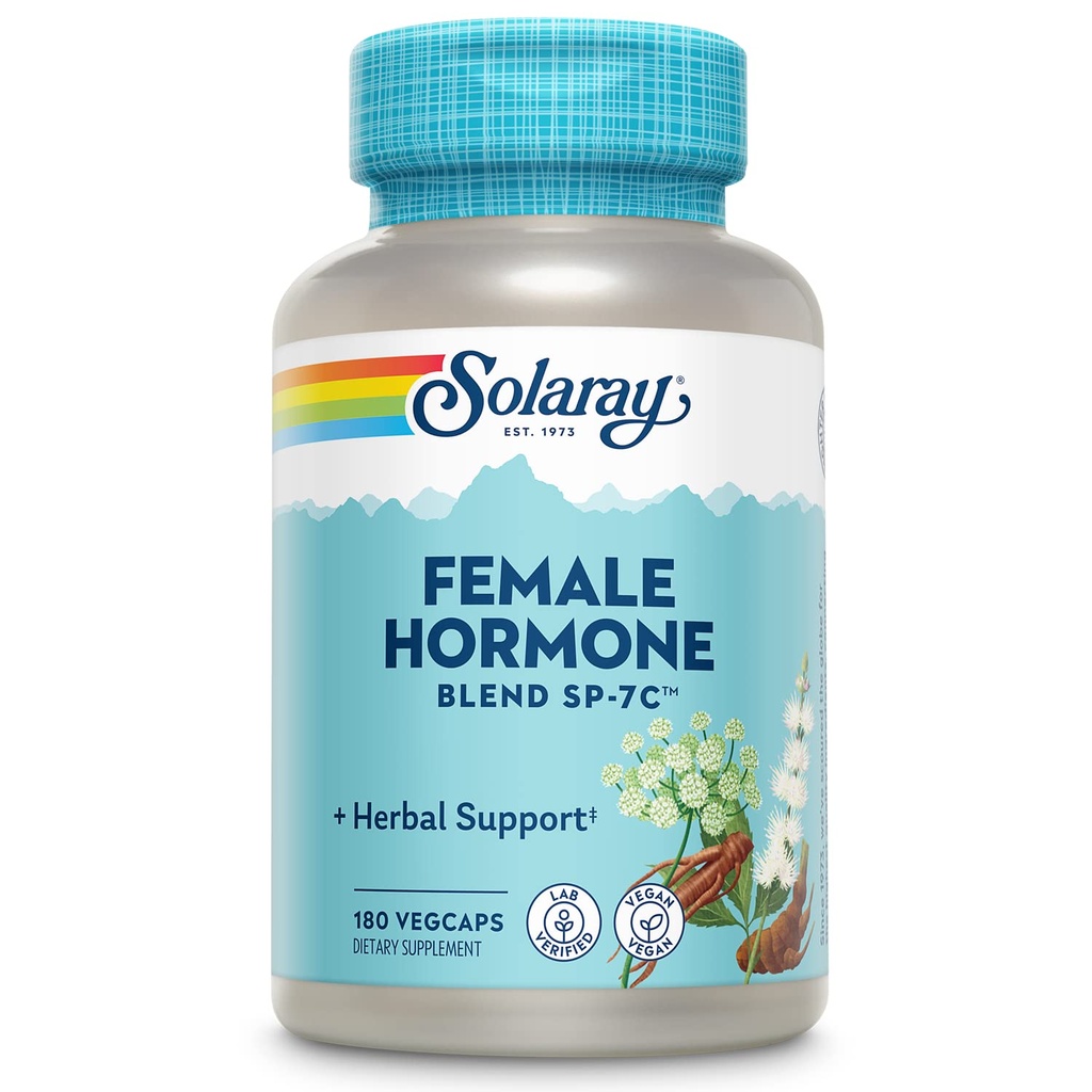 SOLARAY Female Hormone Blend SP-7C, bylinná zmes zahŕňa Black Cohosh, Dong Quai, Passion Flower, Saw Palmetto, Wild Yam & More 180 VegCaps