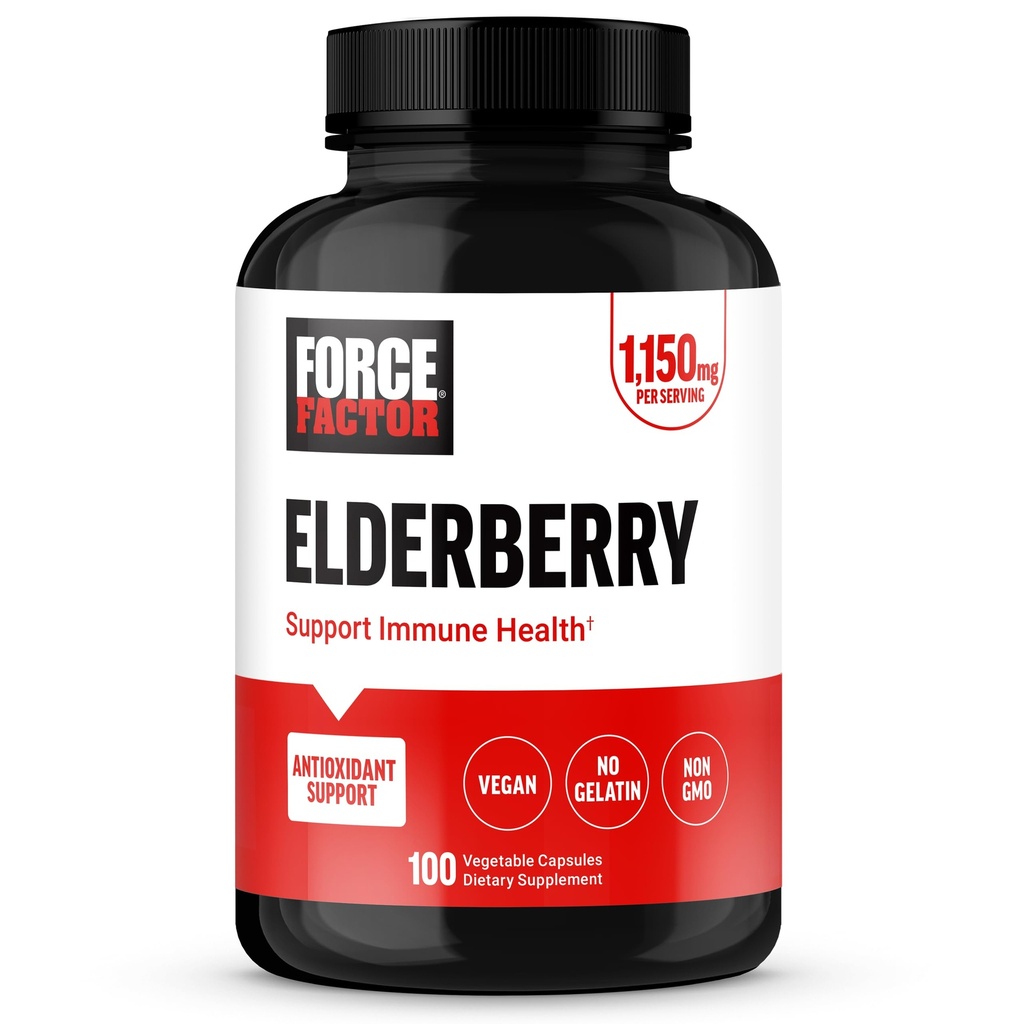 FORCE FACTOR Elderberry Kapsule, Imunity Supplement and Antioxidants Supplement for Men and Women, Daily Imunity Boost, Vegan, No Želatína, Non-GMO, 100 Rastlinné Kapsule