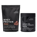 Športový výskum® Kreatín Monohydrát (10,58 oz) a holandská čokoládová srsť proteín (2 lbs), Dynamic Duo pre Lean Muscle Building, lepší výkon a sila a cvičenie zotavenie
