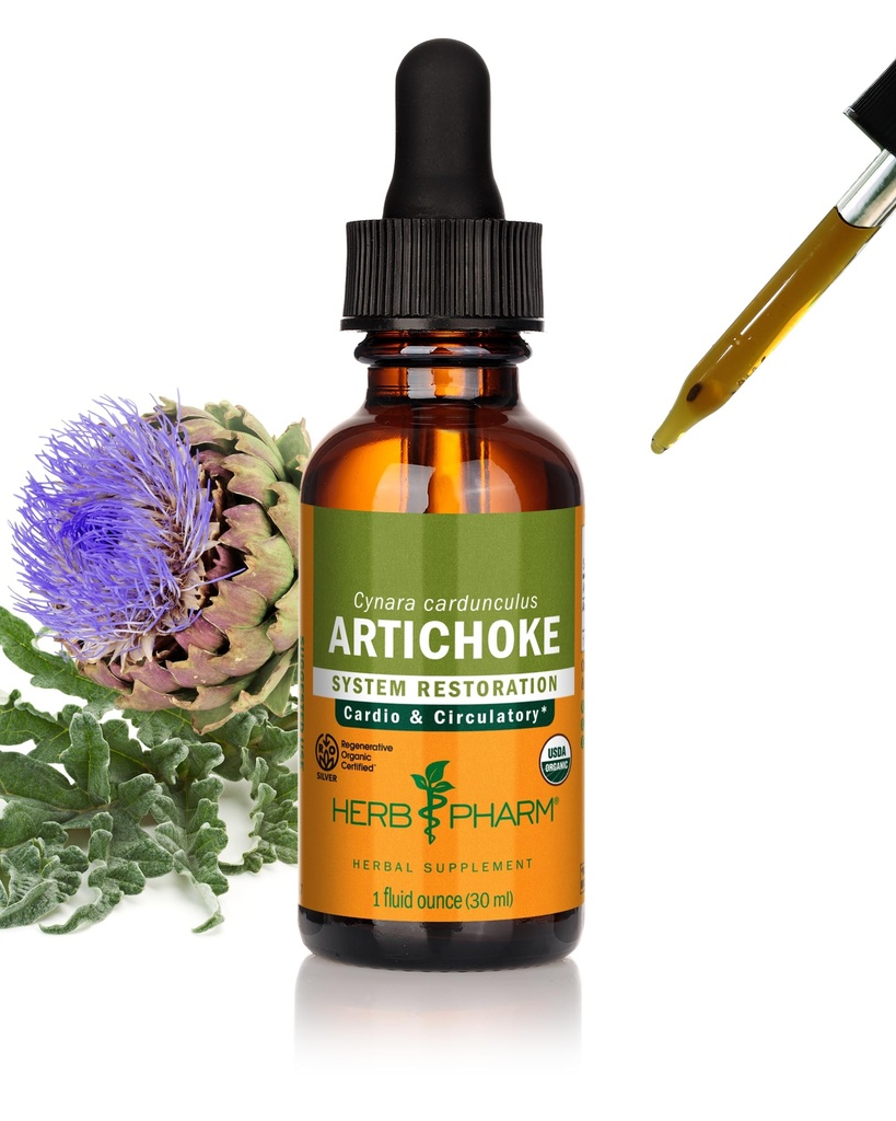 Herb Pharm Certified Organic Artichoke Liquid Extract for Cardiovaskulárne a circulatory Support - 1 Ounce