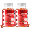 Vitamatic Cukor Bez obsahu vitamínu A 25000 IU Gummy (Retinyl palmitát) - prírodná jahodová príchuť - 120 pektínové Gumičky (2 fľaše)