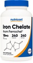 Nutricost Železo (z Ferrochel) 18mg, 240 Kapsule - Bezlepkové, Negeneticky modifikované Železo Chelát Supplement