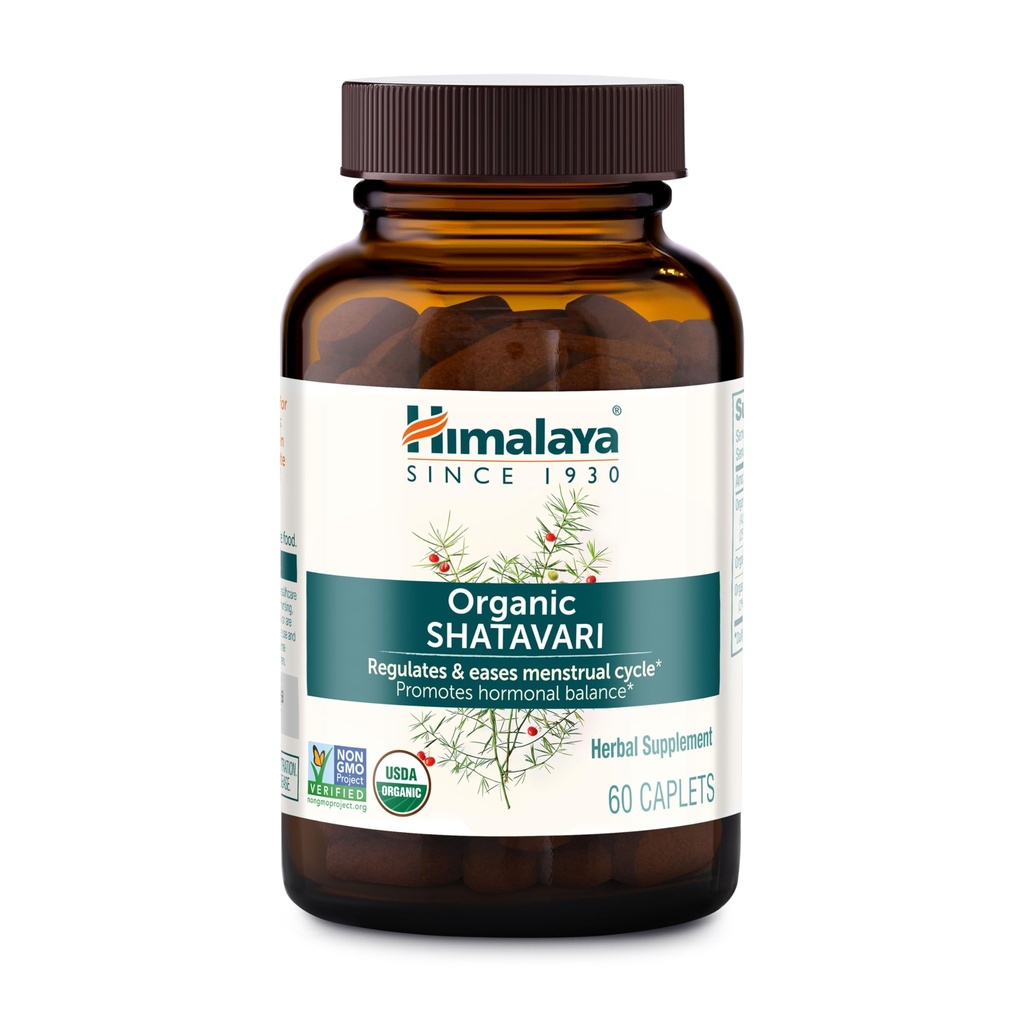 Himalája Organic Shatavari - Podporuje Hormone Balance pre ženy a mentálne Cramp Relief - USDA Organic, Vegan, Gluten Free, 1300 mg, 60 Caplets