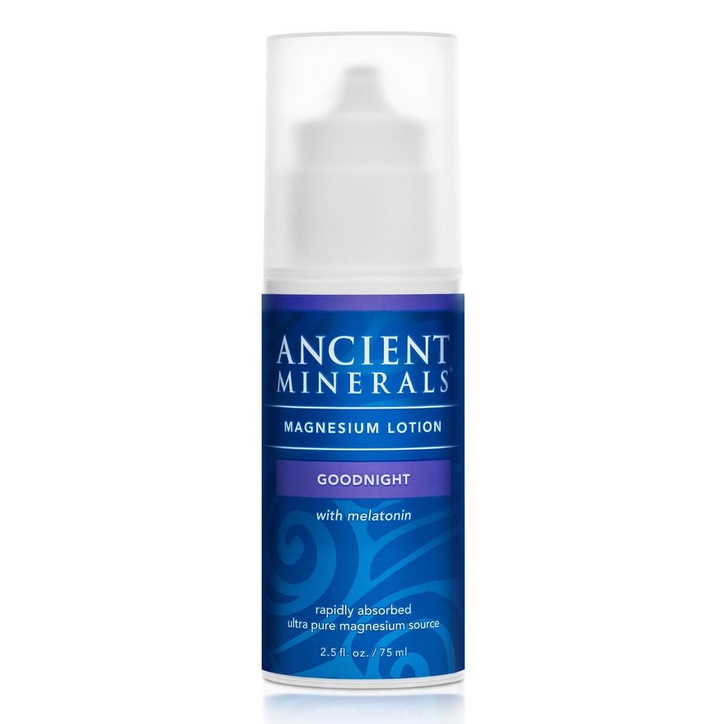 Staroveké minerály Horčík Lotion Dobrú noc krém obsahuje melatonín s chloridom horečnatým a OptiMSM aktuálne nočné hydratačné mlieko(2,5oz)
