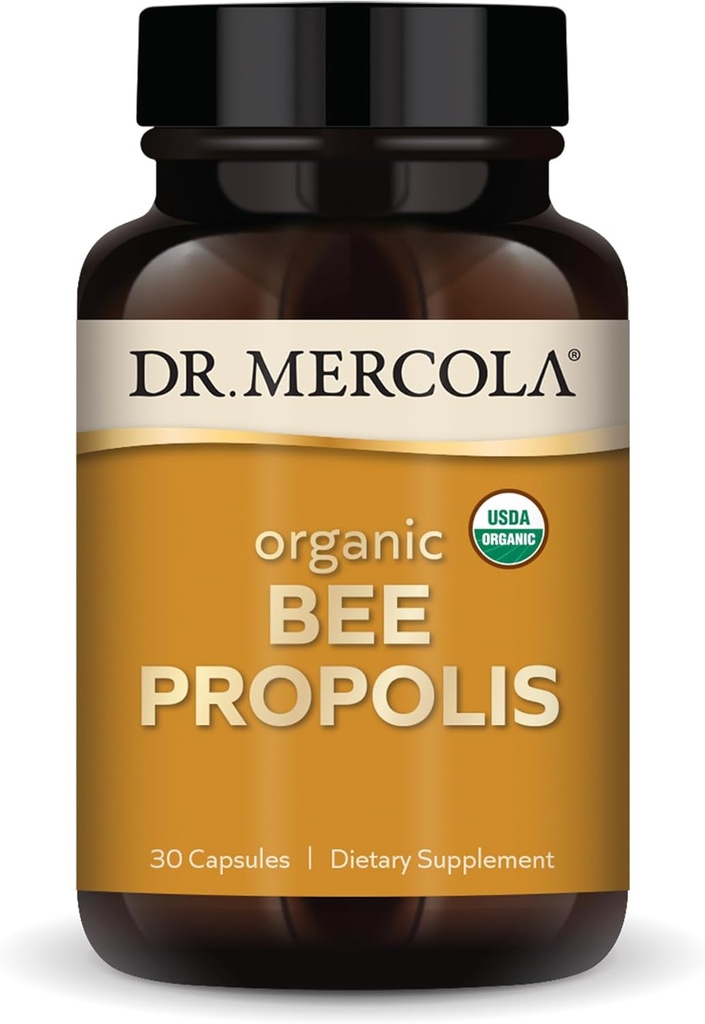Dr. Mercola Organic Bee Propolis, 30 Servings (30 kapsule), Dietary Supplement, Supports Respiratory Health, Non-GMO, Certified USDA Organic