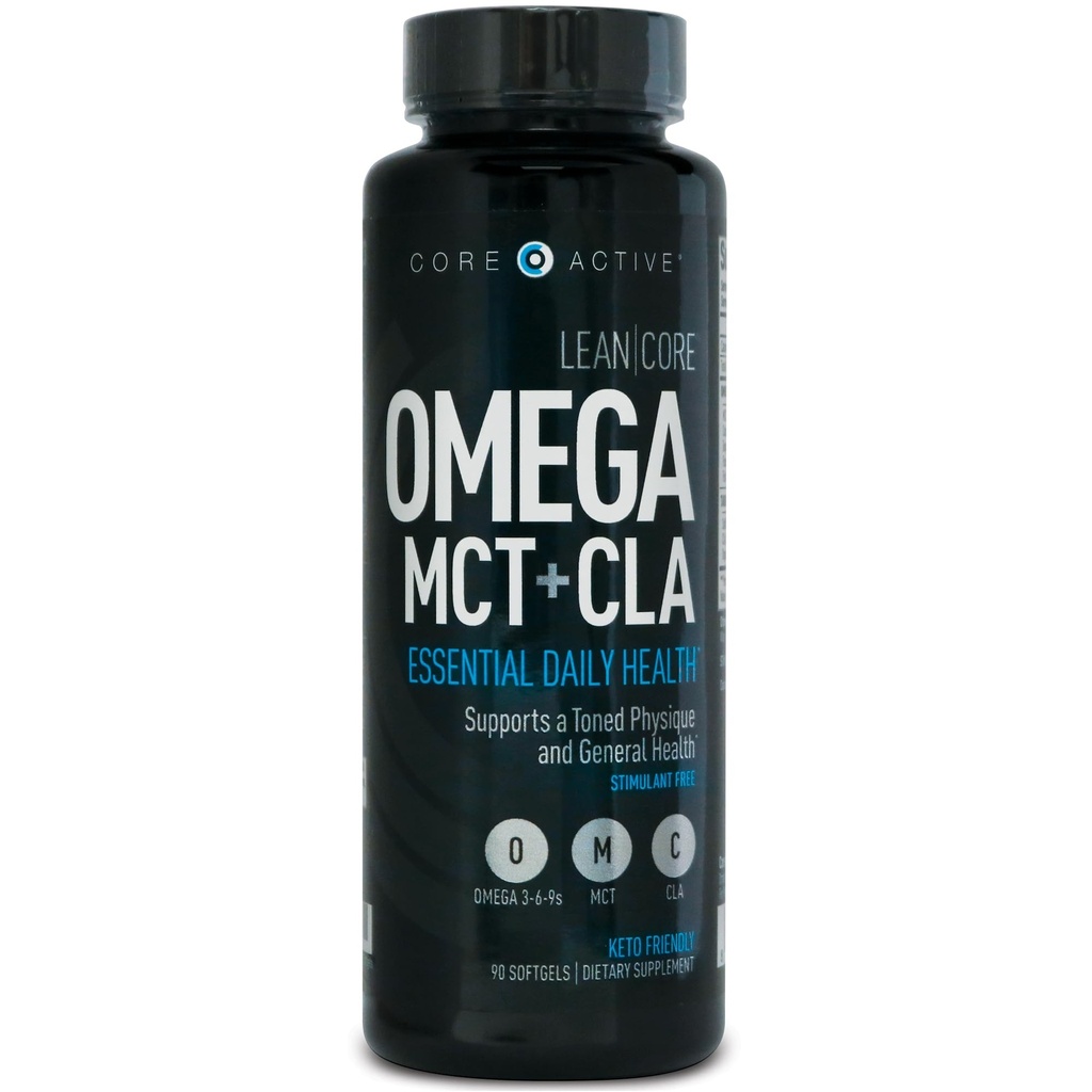 Lean CORE Omega MCT + CLA - Stimulant Free Health Formula, Lean Muscle & Toned Physique, Omega 3-6-9 Mastné kyseliny - Ľanové semeno Rybí olej- Kokosový olej- Keto Friendly 30 Day Supply (90 Softgels)