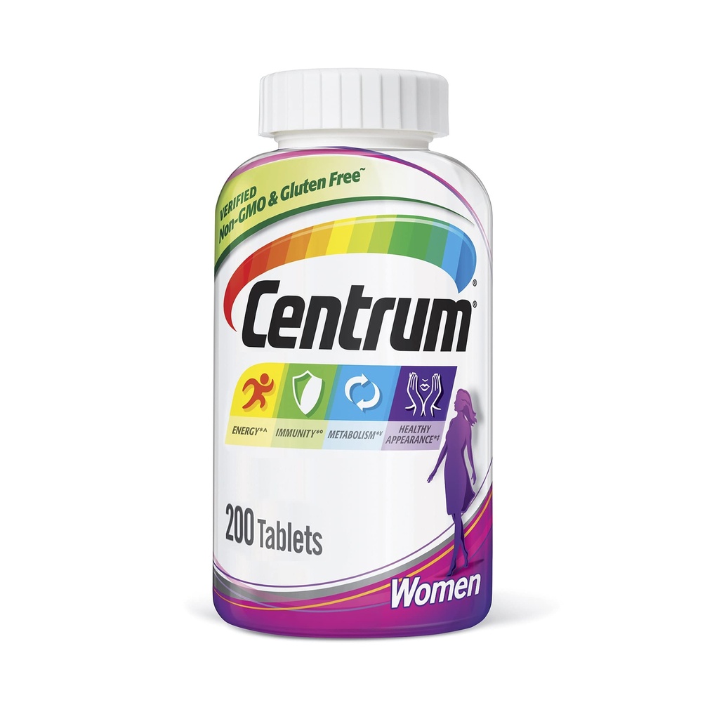 Centrum Multivitamínová tableta pre ženy, multivitamínový/multiminerálny doplnok so železom, vitamínmi D3, B a antioxidantmi - 200 grófov