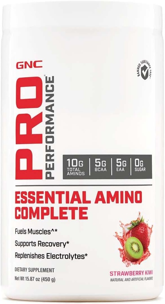 GNC Pro Performance Essential Amino Complete, Strawberry Kiwi, 15.87 oz., podporuje zotavenie svalov