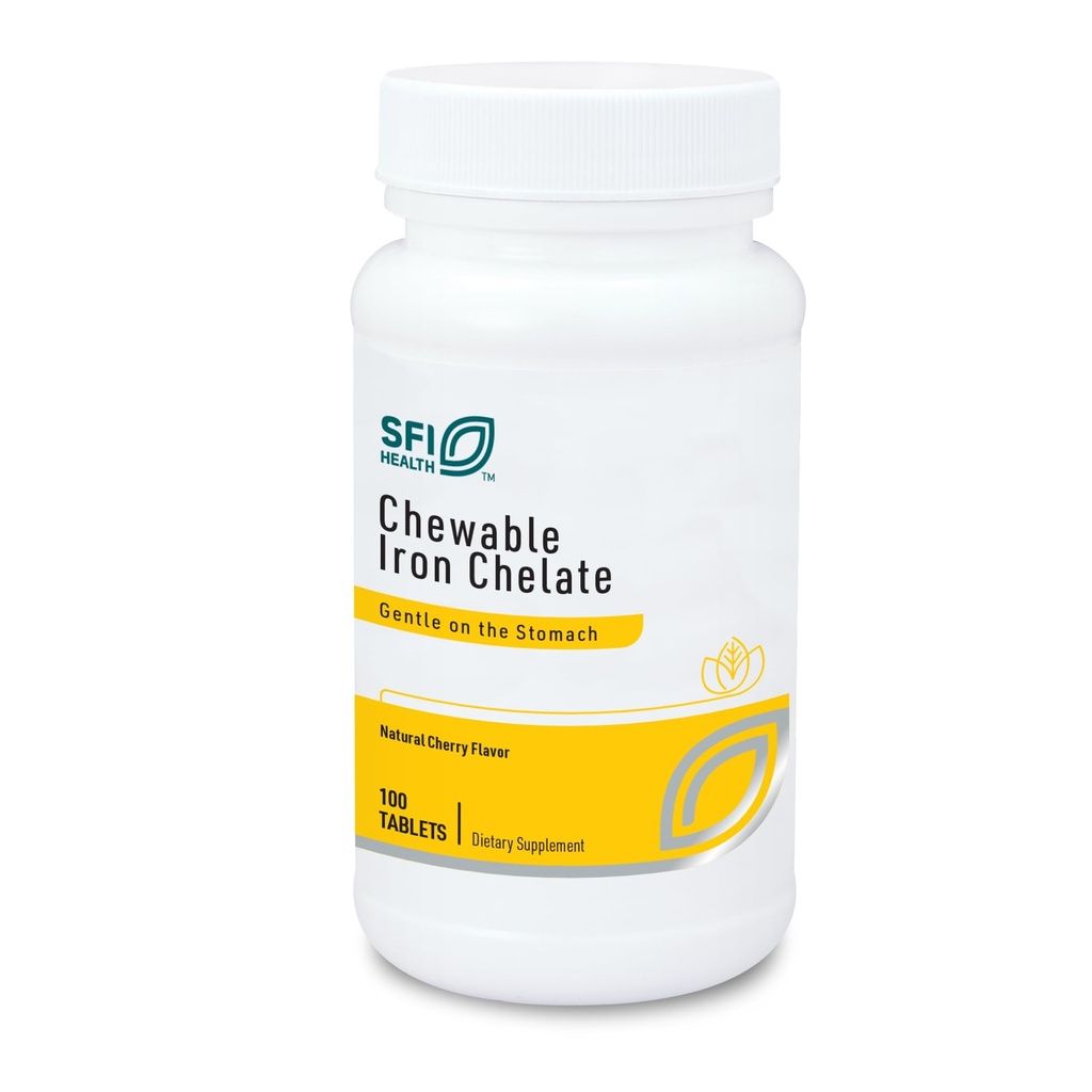 Klaire Labs SFI Health Chewable Iron Chelate - 30 Milligrams Elemental Iron, Easy on The Žalúdok a Hypoalergenic, Natural Cherry Flavor (100 tabliet)
