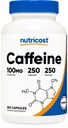 Nutricost Caffeine Pills 100mg Per Serving, 250 Kapsule