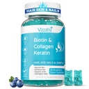 Biotín Gummy s kolagénom a keratín pre vlasy kože nechty- podporuje rast vlasov a silnejšie nechty, ženy muži, deti - 60 čučoriedky ochutené Gummies