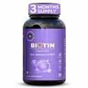 CUREFOREVER Biotin Tablets for Hair Growth, Skin & Nails – 100% RDA with Zinc, Selenium & Coconut MCT | Supplement For Healthy Hair, Nails & Skin | 90 Veg Tablets for Men & Women | 3 Months Supply | 1 Daily Dose