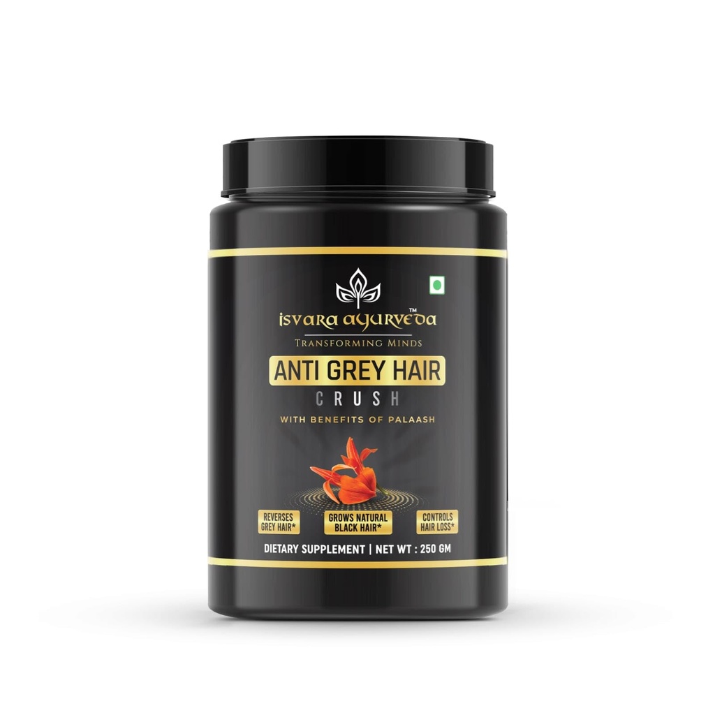 Anti Grey Hair Supplement - Supports Healthy Hairs Growth, Root Strength Supplements with Palash, Amla & Butea for Hair regrowth, Improves Texture 250g