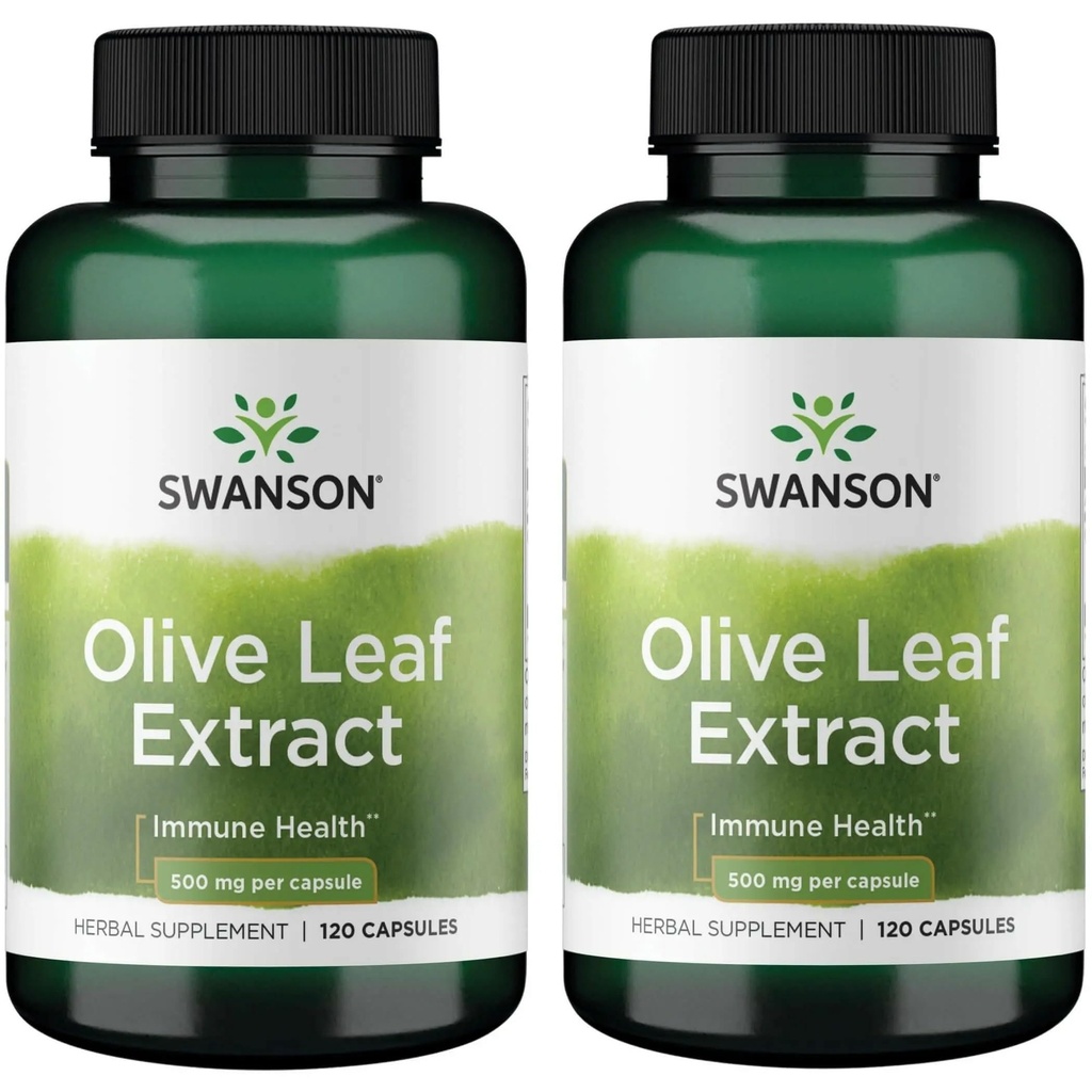 Swanson Olive Leaf Extract Kapsule s 20% Oleuropein - (120 Kapsule, 500mg Každá) 2 Fľaše
