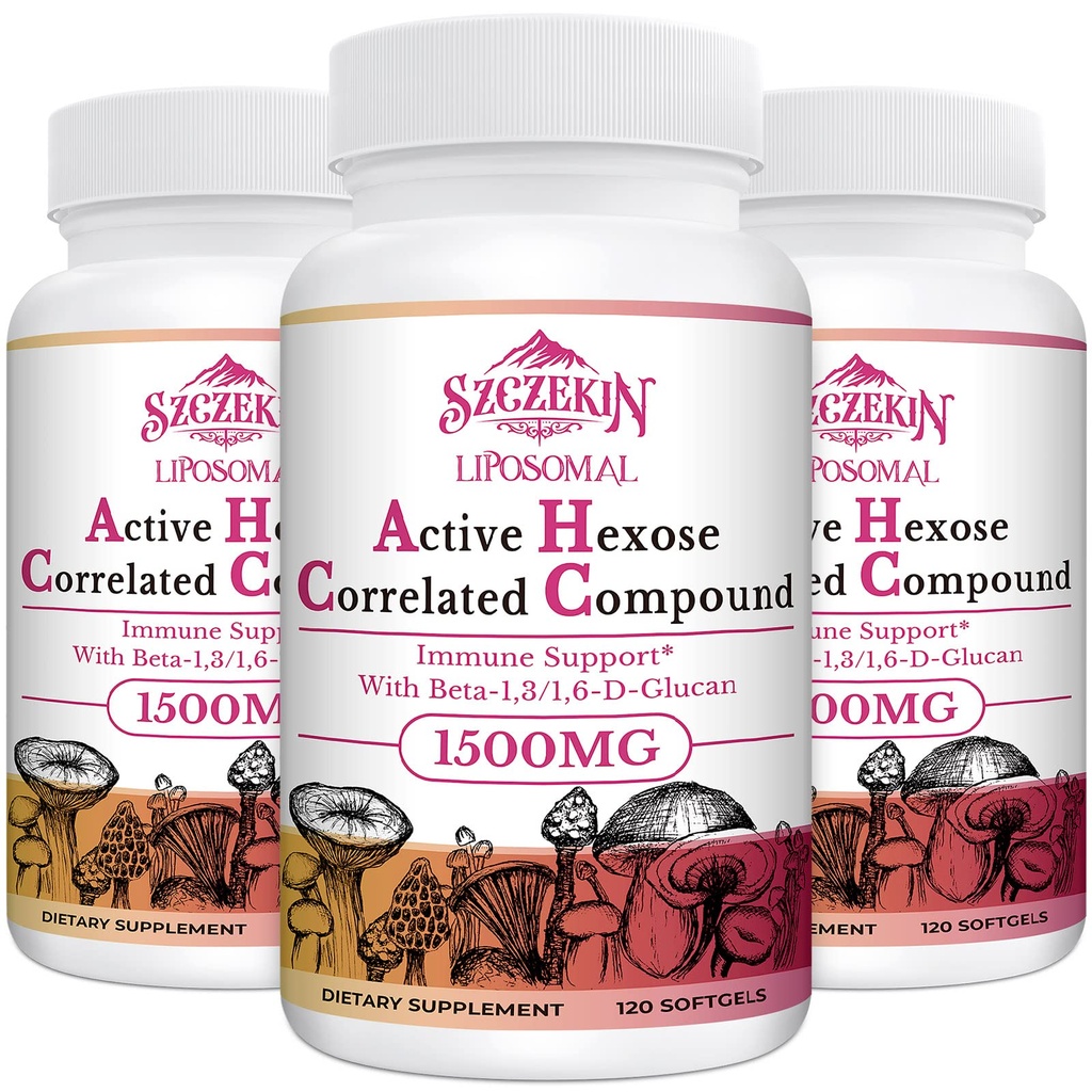 1500mg Lipozomal Active Hexose Correlated Supplement,360 Soft Gels Beta- Glucans with Natural Mushrom Extract, Immune System, Liver Function, Maintain T- Cell & Killer Cell Activity