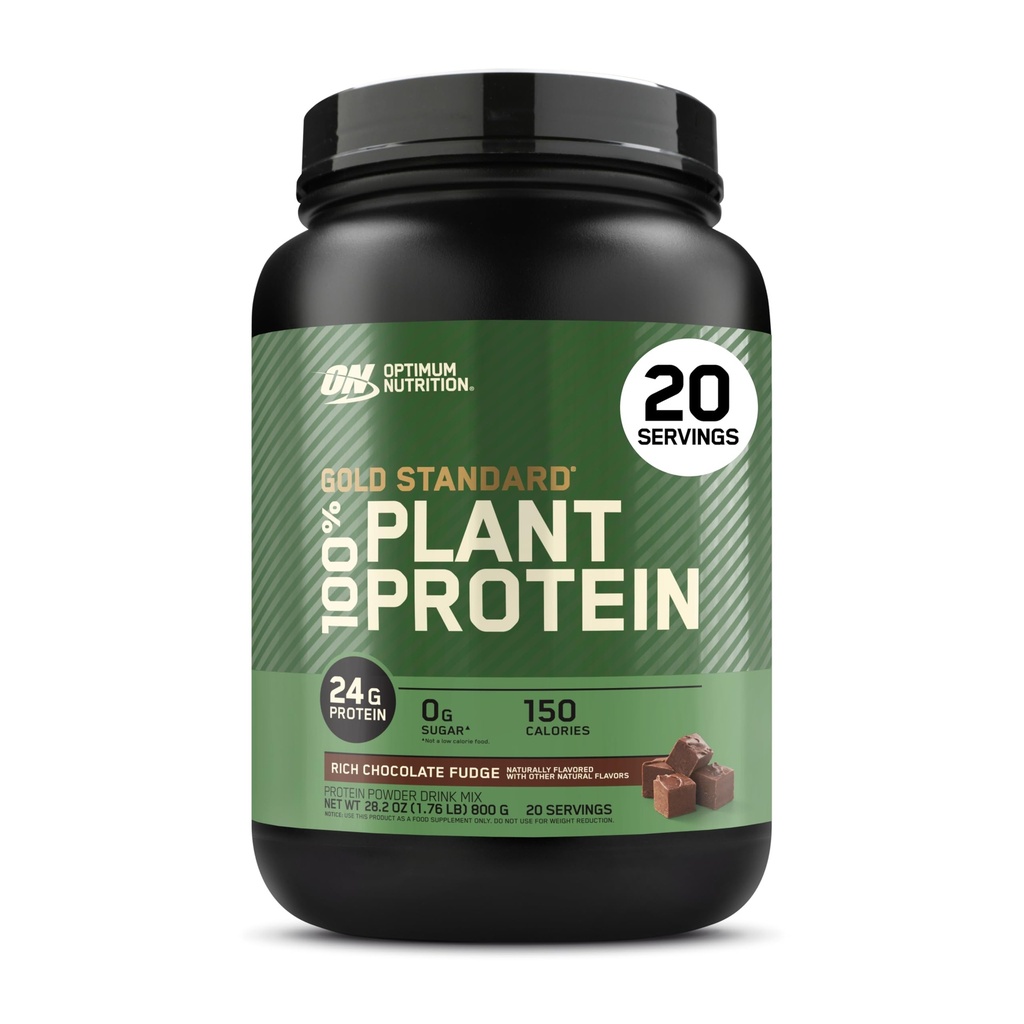 Optimálna výživa Gold Standard 100% Plant Based Protein Powder, Gluten Free, Vegan Protein for Muscle Support and Recovery with Amino Acides - Rich Chocolate Fudge, 20 Servings (Backaging May Vary)