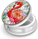 Pill Box-3 Compartment Malá tabletka Prípad pre Purse & Pocket Mini kovové pilulky Držiak na cestovanie pilulky kontajner držať doplnky vitamíny BPA-free (Flamingo)