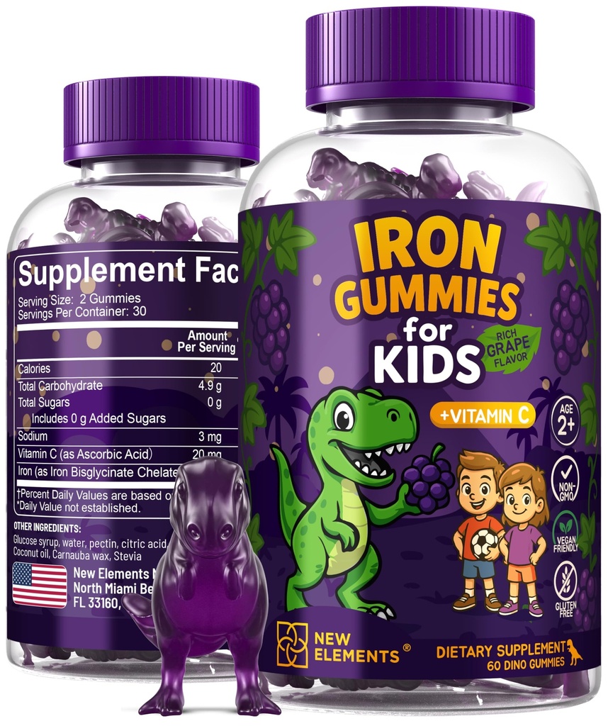 Železo Dinosaur Gummy pre deti s vitamínom C 