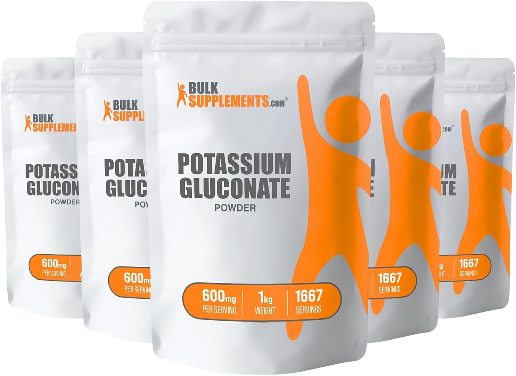 BulkSupplementments.com Draselný glukonát prášok - Draslík Supplement, Minerálne doplnky - bez lepidla, 600 mg na porciu, 5 kg (11 libier) (pack of 5)