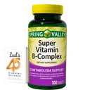 Jarné údolie Super vitamín B komplex uhličitan vápenatý, kyselina askorbová 100 tabliet Bundle s Lual 45 Diabetes dekódovaný