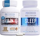 Relaxium Sleep Aid 60 Kapsula + BrainIQ Noottropic Brain Supplements 60 Kapsula (Rodinné balenie pre spánok a mozog Bundle)