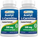Najlepšie Naturals Acetyl L-karnitín (ALCAR) 500mg, 120 Kapsule, 120 Servings - Non-GMO a lepidlo zadarmo, 1 Kapsula na obsluhu (2 balenie)