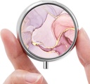 Mini Pill Box, Small Pill Box, Prenosné Pill Box, Roztomilé pilulky Organizátor pre vitamíny, lieky, Rybí olej a doplnky (Pink Marble)